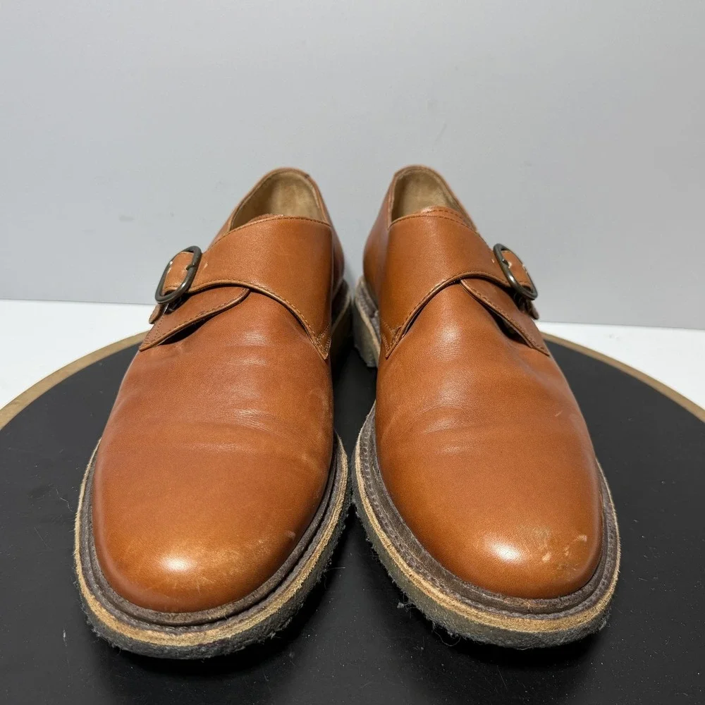 A.P.C. Shoes Mens Size‎ 8 Brown Leather Monk Strap Dress Casual Portugal Crepe